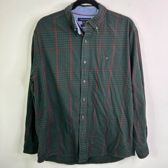 Tommy Hilfiger green button down flannel size Large - Picture 1 of 5